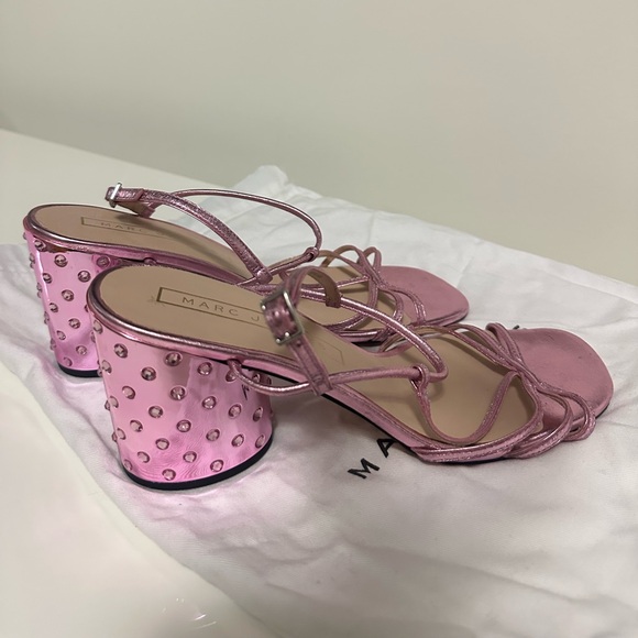 Marc Jacobs Pink Vinyl Ankle Strap Heeled Sandals Size 38 (8) - Picture 3 of 6